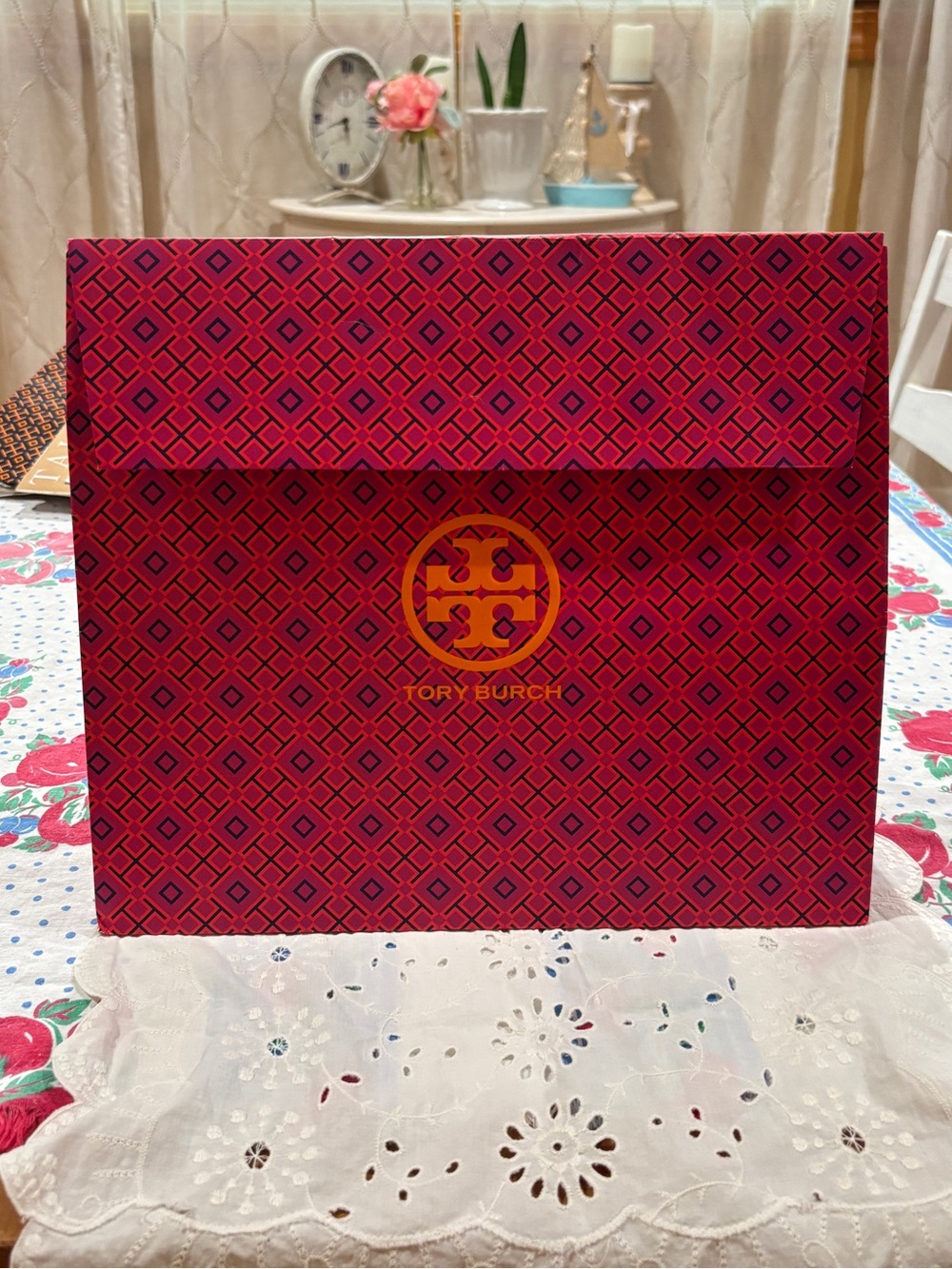 Tory Burch Pink Envelope Paper Bag